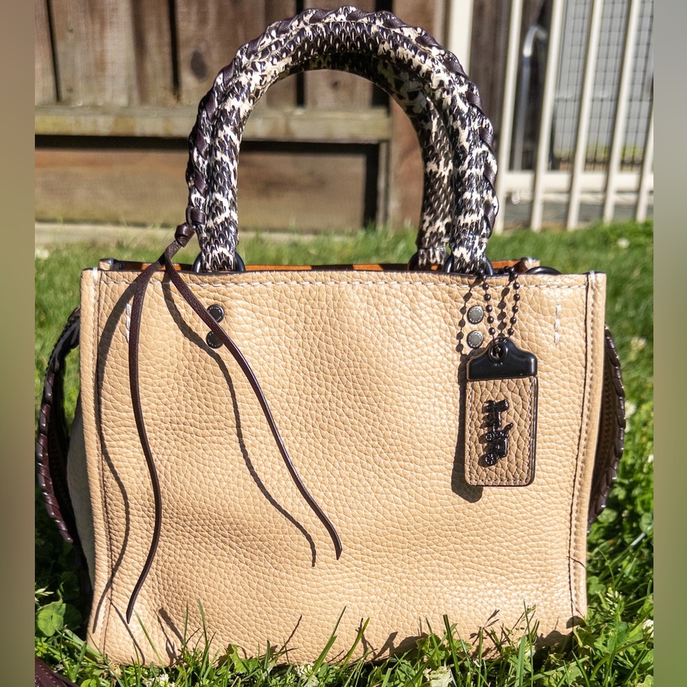 COACH Rogue 25 with Exotic Snakeskin Handle Beechwood 💛